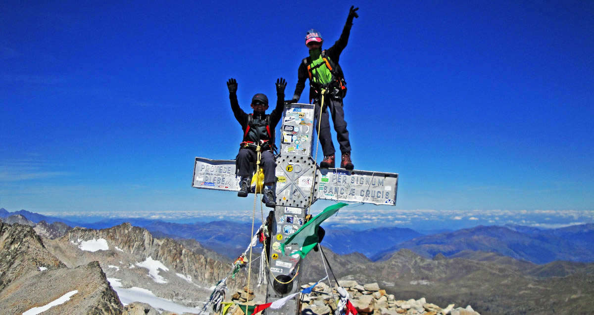 Jon y Unai Cruces en la cumbre del Aneto (3.404m), Septiembre 2010